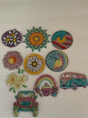 Embellished Floral & Retro Crystal Stickers - Multicolor